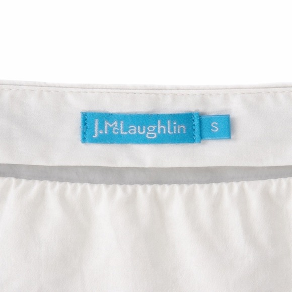 J McLaughlin Off Shoulder Blouse White Size S Tie Sleeve Preppy Coastal - Picture 4 of 6